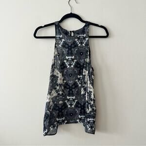 ALC Black & White Kaleidoscope Print Silk Tank Top